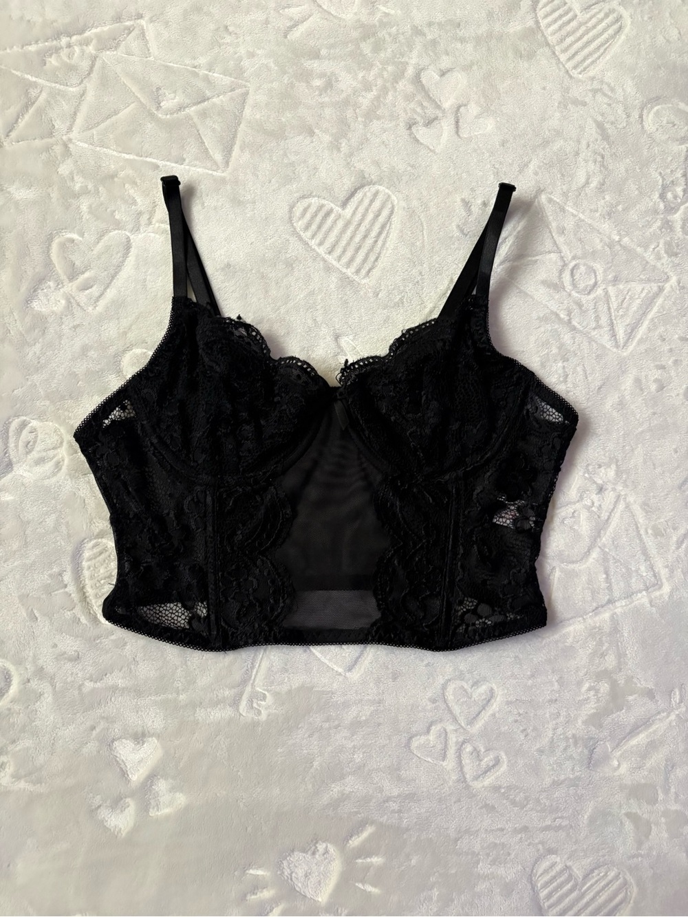 ROMWE Black lace bralette corset like crop top 🖤